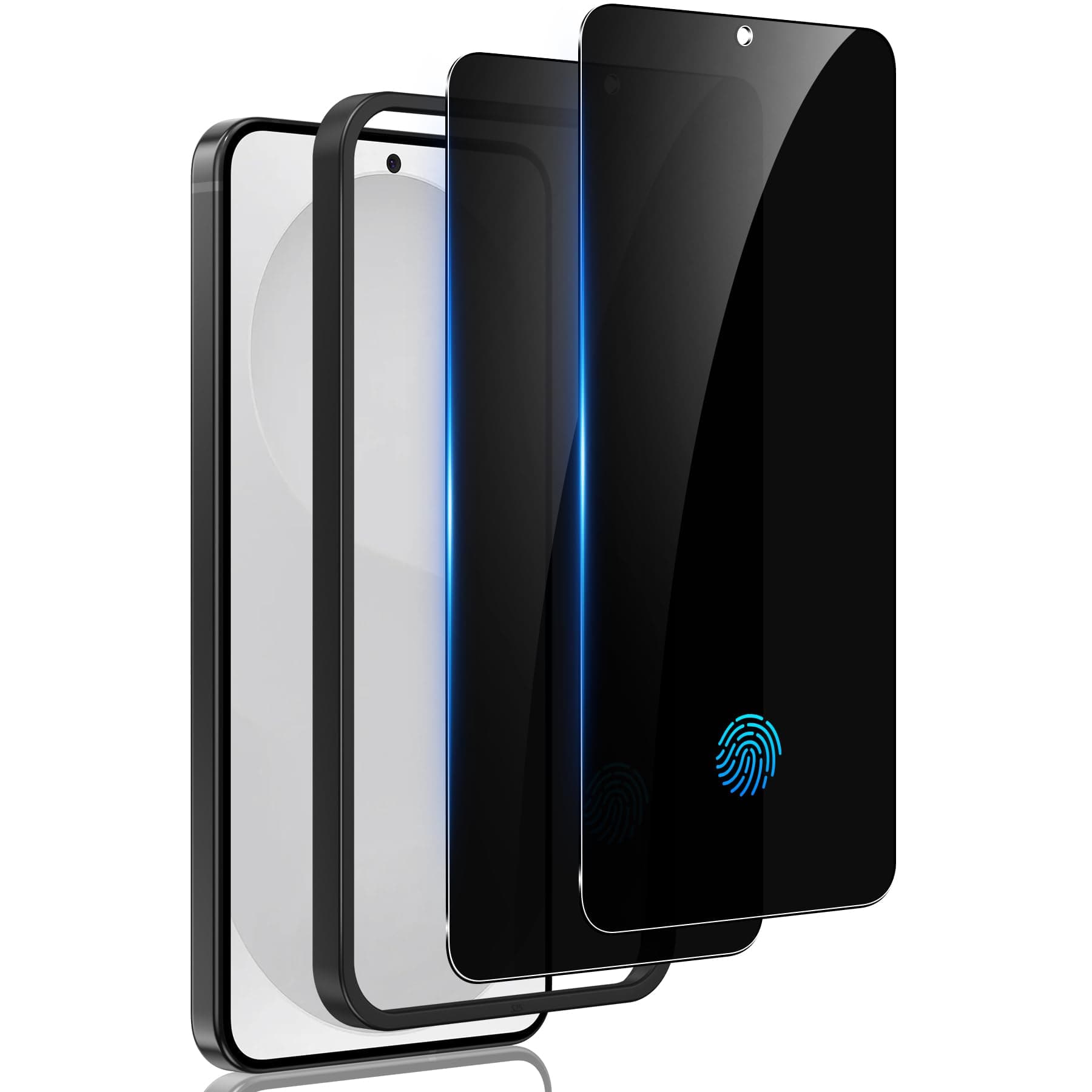 WYQLTD 2 Pack for Samsung Galaxy S25 Privacy Screen Protector Tempered Glass, Fingerprint Unlocking, 25° Anti Spy, Full Coverage, Case Friendly, Easy Installation, Compatible with Galaxy S25/ S24