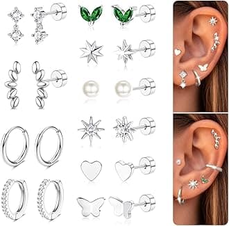 Dochais Surgical Steel Flat Back Earrings Small Cartilage Hoop Earring for Sensitive Ears Women Trendy 14k Gold Flatback Studs Hypoallergenic Earings Stacks Tragus/Helix Piercing