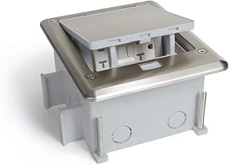 Lew Electric OB-1-SP Outdoor Pop Up Floor Box with GFI Outlet, Stainless Steel Top, Push Button Open | Top Dimensions: 6-7/8" x 5-11/16"