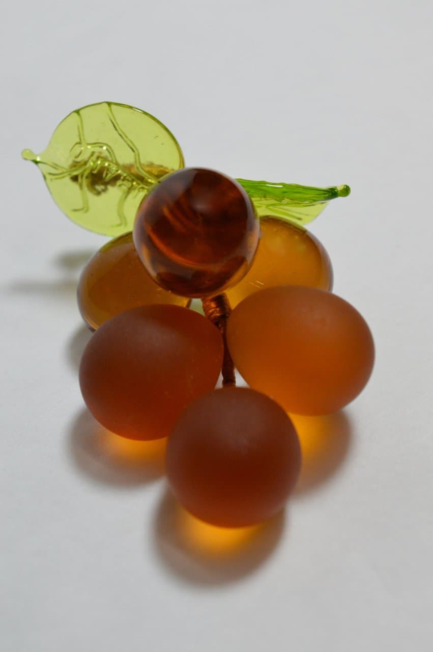 Via Graceffo Murano Glass Grape Cluster, Small, Amber
