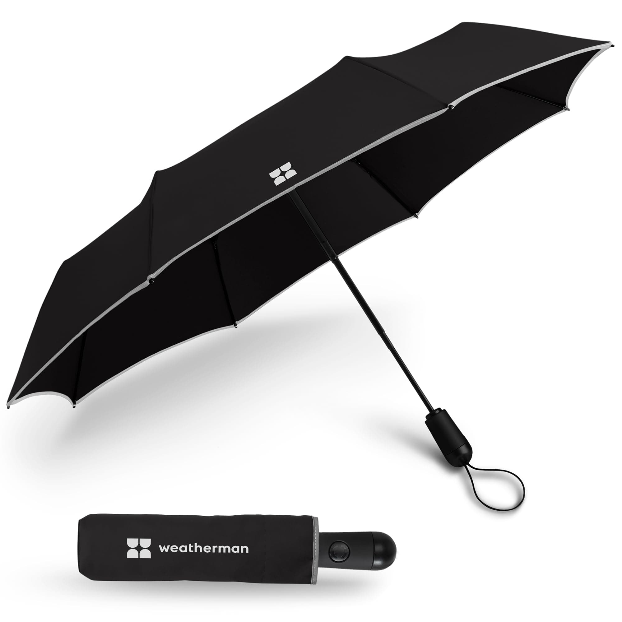 Weatherman Travel Windproof Compact Umbrella (Black)