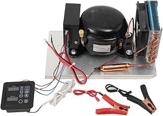 DC 12-24V Car Refrigeration Air Compressor Fridge Freezer Marine Solar with Temperature Controller,Working volume:2.5cm³,2000-3500RPM,BD25HC