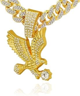 Men's Iced-out Cuban Link Chain,Diamond Pendant Choker Necklace Rapper Hip-hop Jewel