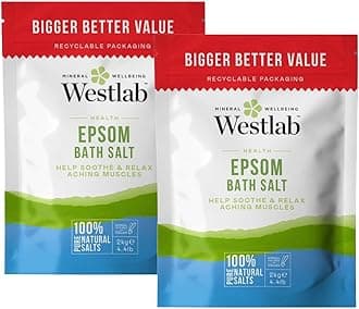 Reviving Epsom Salt - 2kg Resealable Pouch - 100% Natural, Pure & Unscented Mineral Salts - Supports Sleep and Relieves Aching Muscles (Packing May Vary). (Pack of 2)