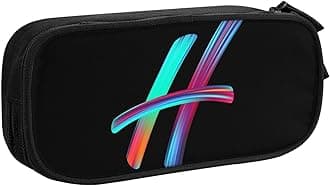 Cute Initial Pencil Case for Kids Students, Large Capacity Pencil Pouch for Boys Girls, Letter Design Pencil Box Pen Bag Office Stationery Organizer, Rainbow Letter H