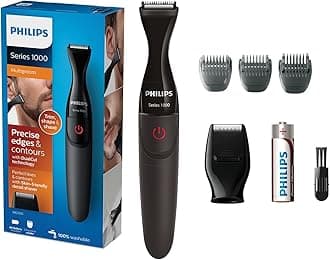 Philips Multigroom MG1100/16 | Ultra-Precise Beard Styler | 3 Precision Combs, Fully Washable | AA Battery Included