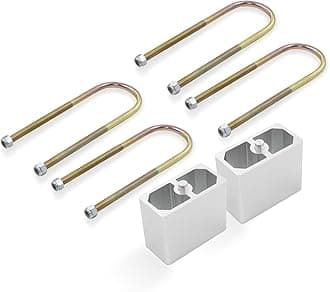 - Universal Leaf Spring Lowering Block Kit, 4 Inch, 2-1/2" Wide, 5" Long, Zinc-Plated U-Bolts, Premium Steel Construction for Long-Lasting Finish