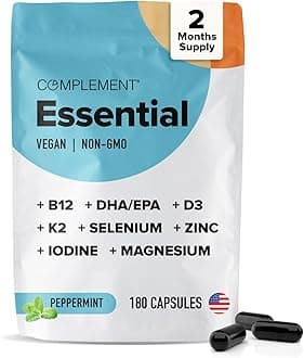 - Essential Vegan Multivitamin for Men & Women (60 Servings, 180 Capsules) with Omega-3 DHA & EPA, B12, Vitamin D3 & K2, Zinc, Selenium, Magnesium, Iodine - Supports Immunity & Overall Health