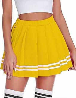 Avidlove Kawaii Skirt Pleated Skirt Tennis Skirt for Women Micro Mini Skirt Cheerleader Costume for Women(Turmeric, S)