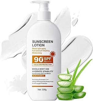 Face Sunscreen SPF 90+, Large-capacity Body Sunscreen, Sun Cream SPF 90 PA+++, Ultra Light UV Protetion, Water & Sweat Resistant, Moisturizing & Non Greasy 220g