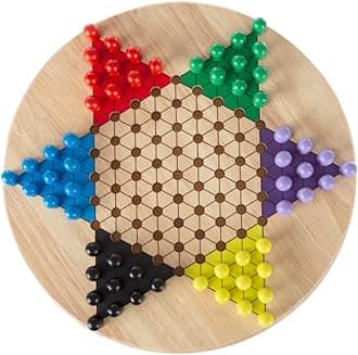 Chinese Checkers Game Set with 11 inch Wooden Board and Traditional Pegs
