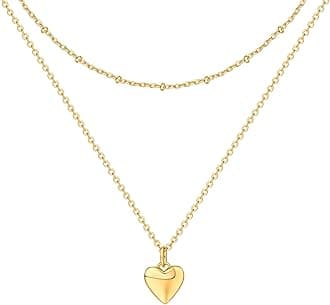 PAVOI 14K Gold Plated Star, Coin, Butterfly, Lightning Cluster Pendant Necklace for Women (Heart, Yellow Gold Plated)