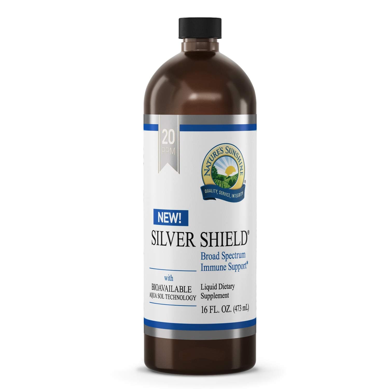 Nature's Sunshine Silver Shield Liquid, 16 Fl Oz | Colloidal Silver Liquid with Aqua Sol Technology Provides Immune Support and Protection