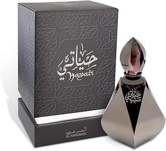 Al Haramain Hayati Concentrated Perfume Oil 12ml | Unisex Attar Fragrance | Musk, Amber, Sweet & Woody Notes | Long-Lasting Alcohol-Free Arabic Perfume Oil for Men & Women