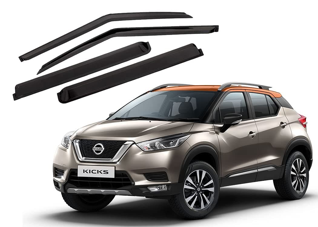 CAR SAAZ Unbreakable Door Visor/Rain Visor/Wind Deflector Compatible with Kicks (Set of 4Pcs)