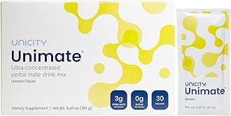 UNIMATE LEMON - Great Tasting - Ultra Concentrated Yerba Mate Drink Mix (30 Packets). Dietary Supplement. Healthy Alternative to Coffee and Energy Drinks (30-Day Supply)