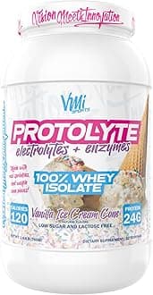 VMI Sports | ProtoLyte Whey Isolate Protein Powder | Low Calorie Whey for Weight Loss and Muscle Gain | Digestive Enzymes | Non-GMO (1.6 lb, Vanilla Ice Cream Cone)