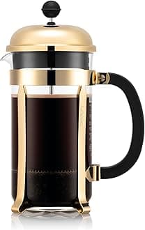 Bodum French Press Chambord - 1L / 8 Cup Golden Coffee Maker - Heat-Resistant & Stainless Steel Filter - BPA-Free Dishwasher Safe Cafetiere - Made in Portugal