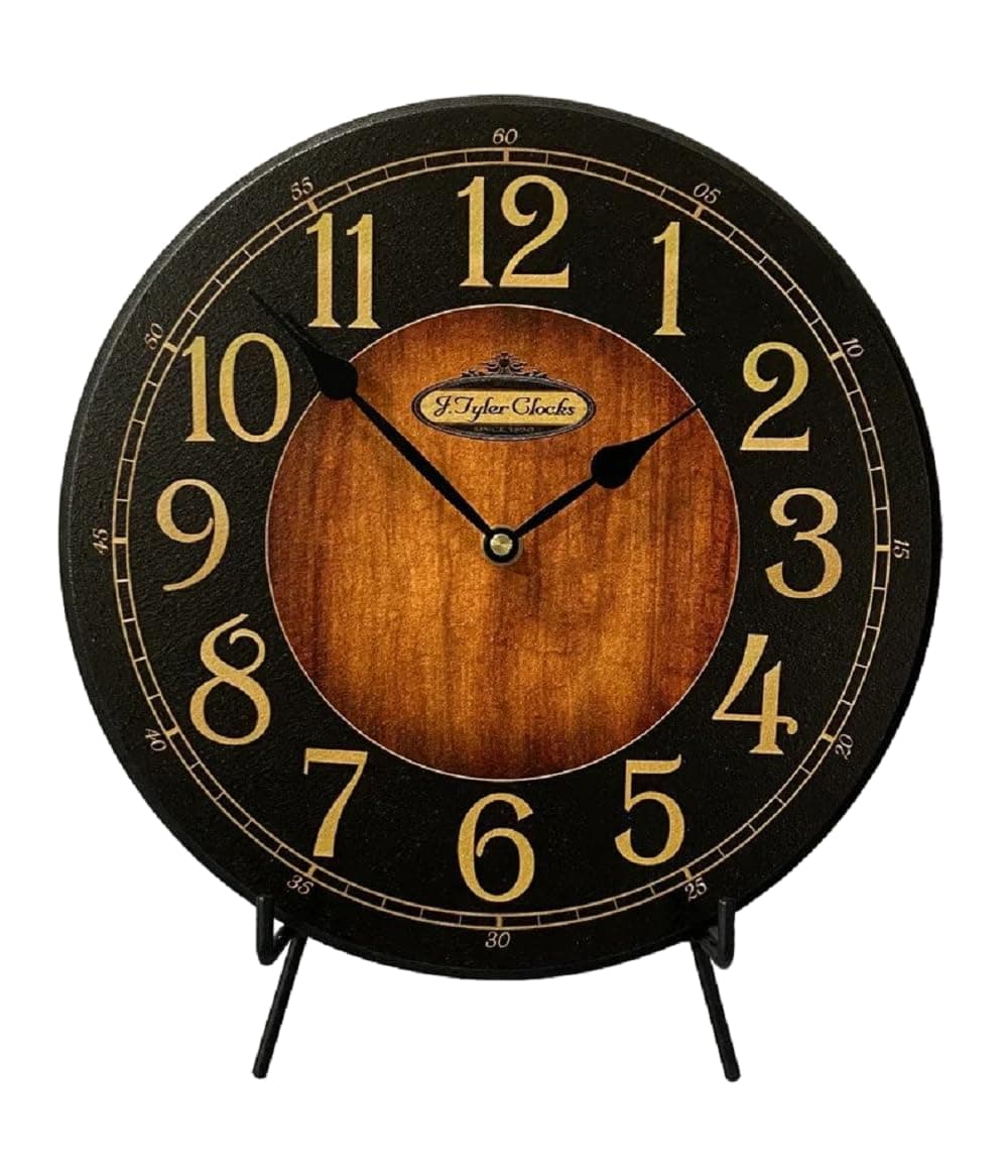 The Big Clock Store Handcrafted Black & Wood Wall Clock | Silent Non-Ticking Mechanism | Rustic Charm for Kitchen, Living Room, or Bedroom | Battery Operated | Made in USA | Large (12-Inch)