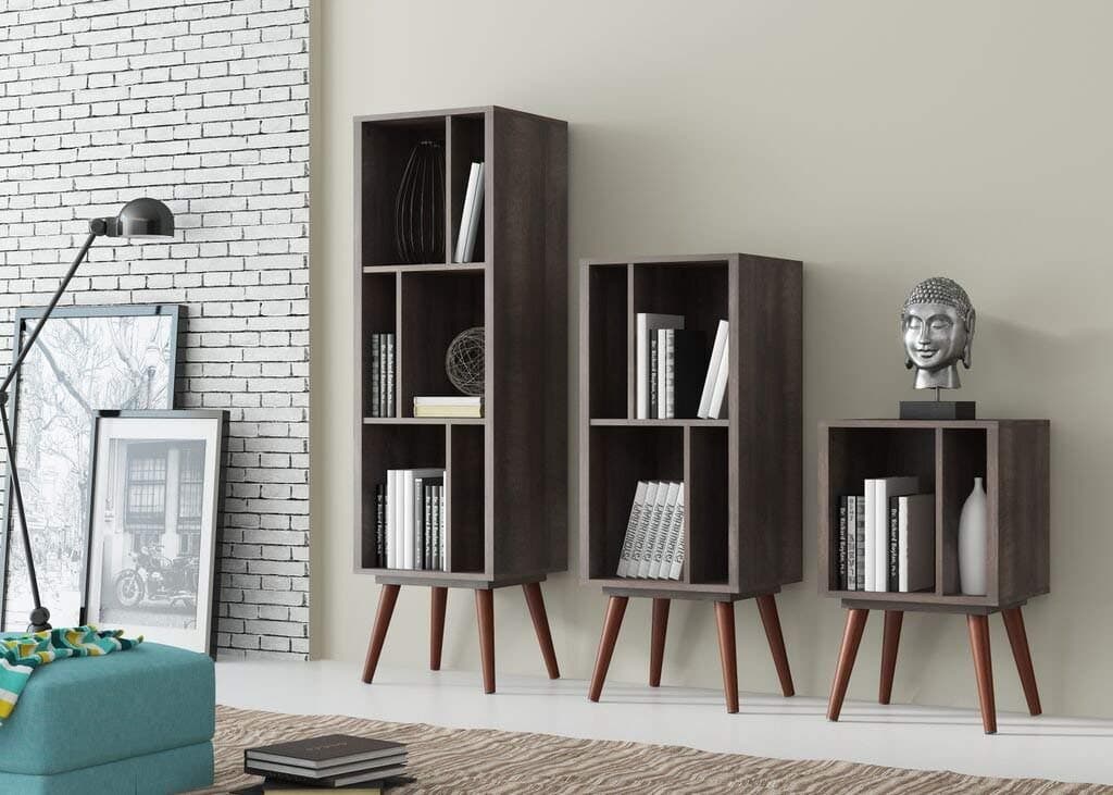 Ideaz International Large Cubby Bookcase, Terrarum Walnut