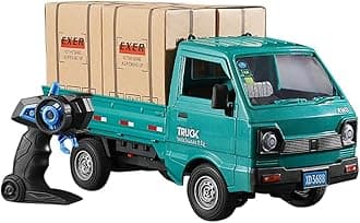 Remote Control Car Kei Truck, 1:16 Scale RC Transport Pickup Truck with Spray and Light, 2.4GHz All Terrain RC Cars for Teens and Adults Christmas or Birthday Gift (Green)