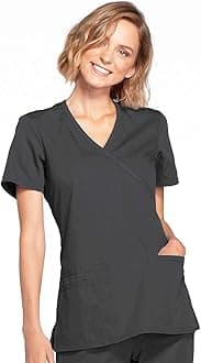 womens Workwear Core Stretch Mock Wrap Scrubs Shirt Medical Scrubs (pack of 1)