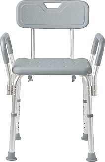 Medline Shower Chair with Backrest and Padded Armrests - 350 lb. capacity, Bath Bench, Seat, Stool for Independent Adult, Seniors, Elderly & Disabled Patients