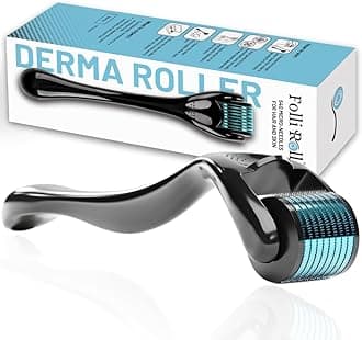 Derma Roller - 540 Microneedles for BEARD, HAIR & SKIN | Microneedling Roller for Men and Women - for Face & Scalp Derma Stamp - FREE STORAGE CASE (Black, 0.30mm)