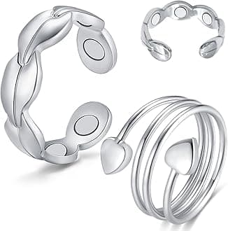 2PCS Copper Rings for Women - Pure Copper Magnetic Ring Strong Magnets - Adjustable with Present Box