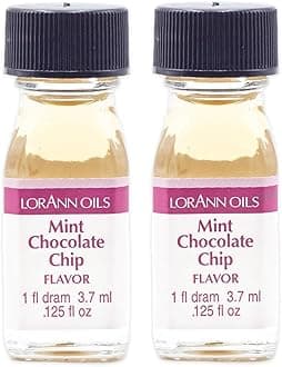 LorAnn Oils Super Strength Flavoring - Used For Candy Making, Flavoring, Baking, Hard Candy, & Flavor Oils - Bold, Natural Flavors 4X Stronger Than Extracts - Mint Chocolate Chip, 2 Pack, 0.125 fl oz