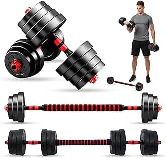 Adjustable Dumbbell Barbell Strength Training Weightlifting Set Home Gym Bicep Vinyl Dumbbell Pair (15Kg)