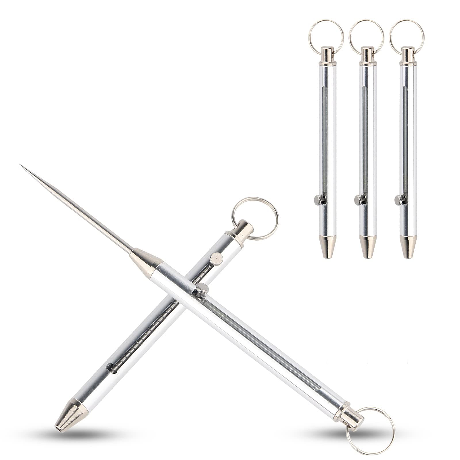3PCS Portable Titanium Spring Toothpicks Metal Pocket Push-pull Toothpick Key Pendant for Outdoor Picnic Camping