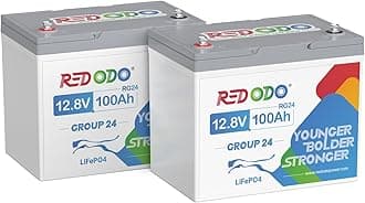 2 Pack 12V 100Ah Group 24 LiFePO4 Battery, 1280Wh Deep Cycle with 100A BMS, 4000+ Cycles Lithium Rechargable Battery for All RVs, Van, Camper, Solar Power Storage, Off-Grid