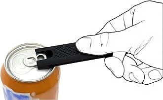 Soda Can Tab Opener, Pop Tab Lifter for Easy Opening - Compact Kitchen Gadget for Seniors, Arthritis Friendly, Portable Pocket Tool (Black, Regular (2 Pack))