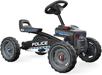 BERG Buzzy Police Pedal Go Kart for Toddlers Ages 2 to 5 Years Ride On Police Car with Adjustable Seat Direct Drive EVA Tires and Four Wheel Stability for Indoor and Outdoor Patrols