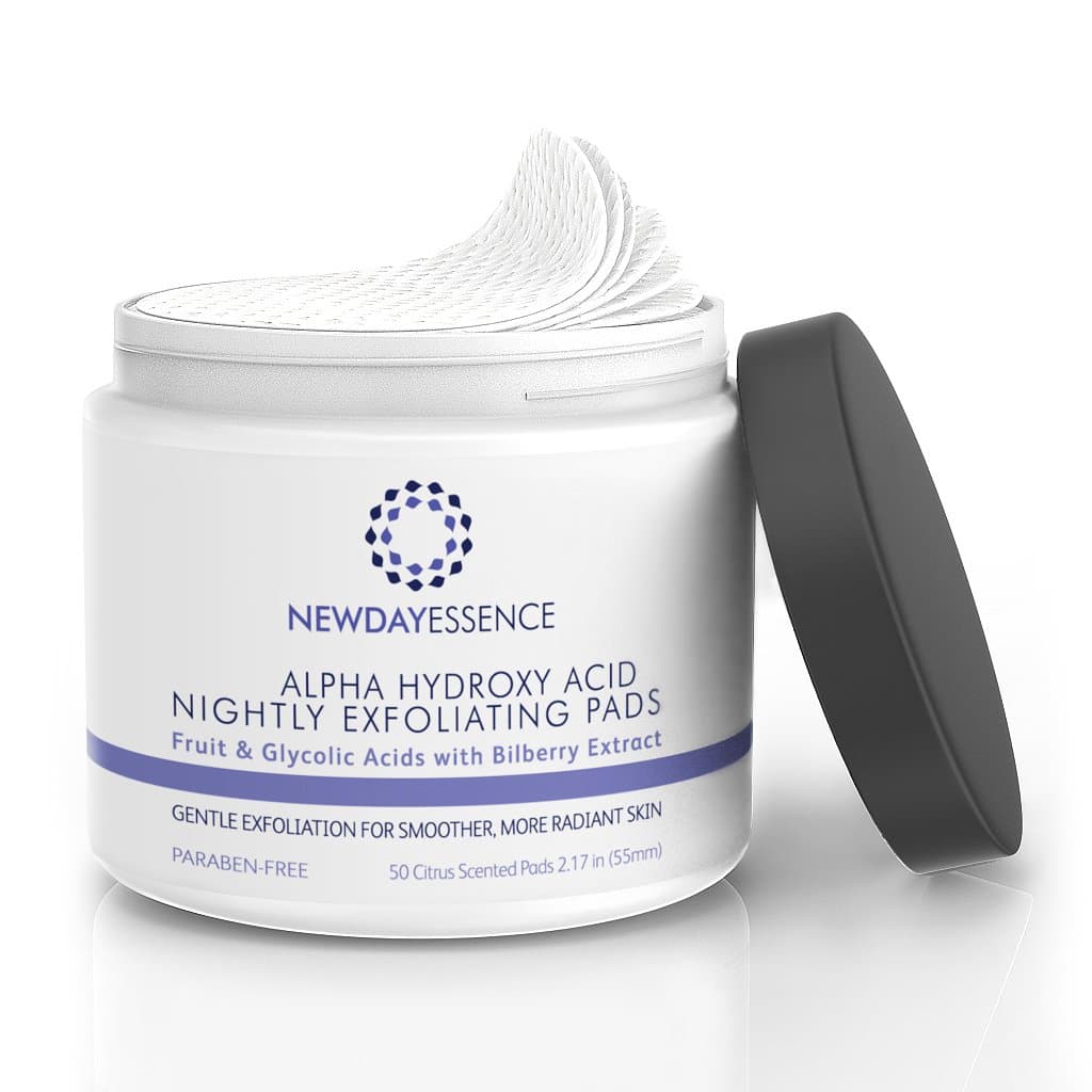 Alpha Hydroxy Acid (AHA) Glycolic, Malic, Lactic Nightly Exfoliating Peel Pads - Anti Aging Treatment Gentle Resurface, Smooth, Brighten Skin Tones, 50 Count