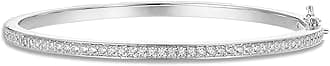 PAVOI 14K Gold Plated Cubic Zirconia Bangle Tennis Bracelets for Women | Classic Love Cuff Bangle Bracelets