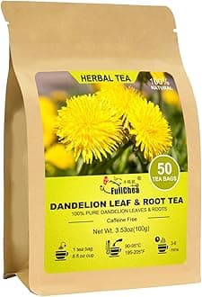 Dandelion Leaf & Root Tea bags, 50 Teabags, 2g/bag - Natural Dandelion Herbal Tea for Liver & Kidney Health - Non-GMO - Caffeine-free - Support Digestion & Boost Immune System