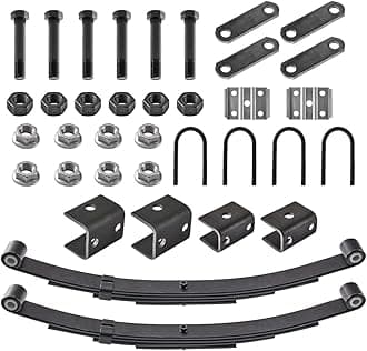 RV MURTS 4 Leaf Trailer Axle Springs Tandem Suspension Kit for 3500lb Camper Axle Wheel with U-Bolt, Hanger and Shackle Kit, Boat Trailer Spindle Parts & Accessories, Durable(2 Set)