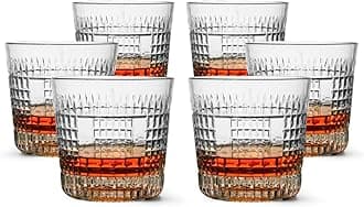 LEMONSODA Crystal Cut Old Fashioned Whiskey Glasses - 12oz Ultra-Clear Premium Lead-Free Glass Tumbler For Drinking Bourbon, Scotch, Cognac, Cocktails (Fix, Set of 6)