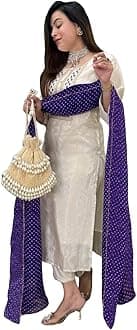 GoSriKi Women's Rayon Viscose Straight Embroidered Kurta with Pant & Dupatta