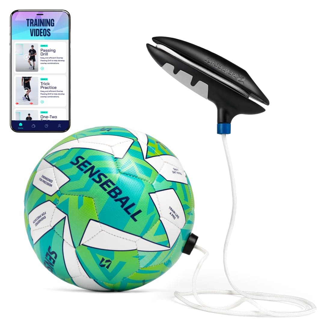 Soccer Trainer Ball with Free App | Training Equipment for Young Players | Soccer Gifts | Improve Ball Control, Footwork & Coordination with Professional Coach Program & 50+ Exercise Videos