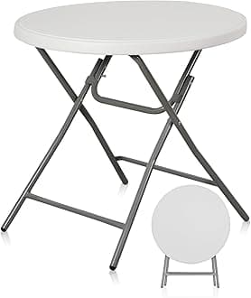 SUPER DEAL 32in Cocktail Table, Indoor Outdoor Portable High Top Table, Plastic Round Bar Height Folding Table for Party Wedding Event, White