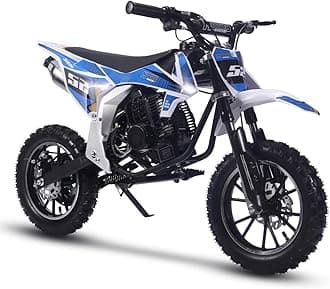 MotoTec Warrior 52cc 2-Stroke Kids Gas Dirt Bike Black (Blue)