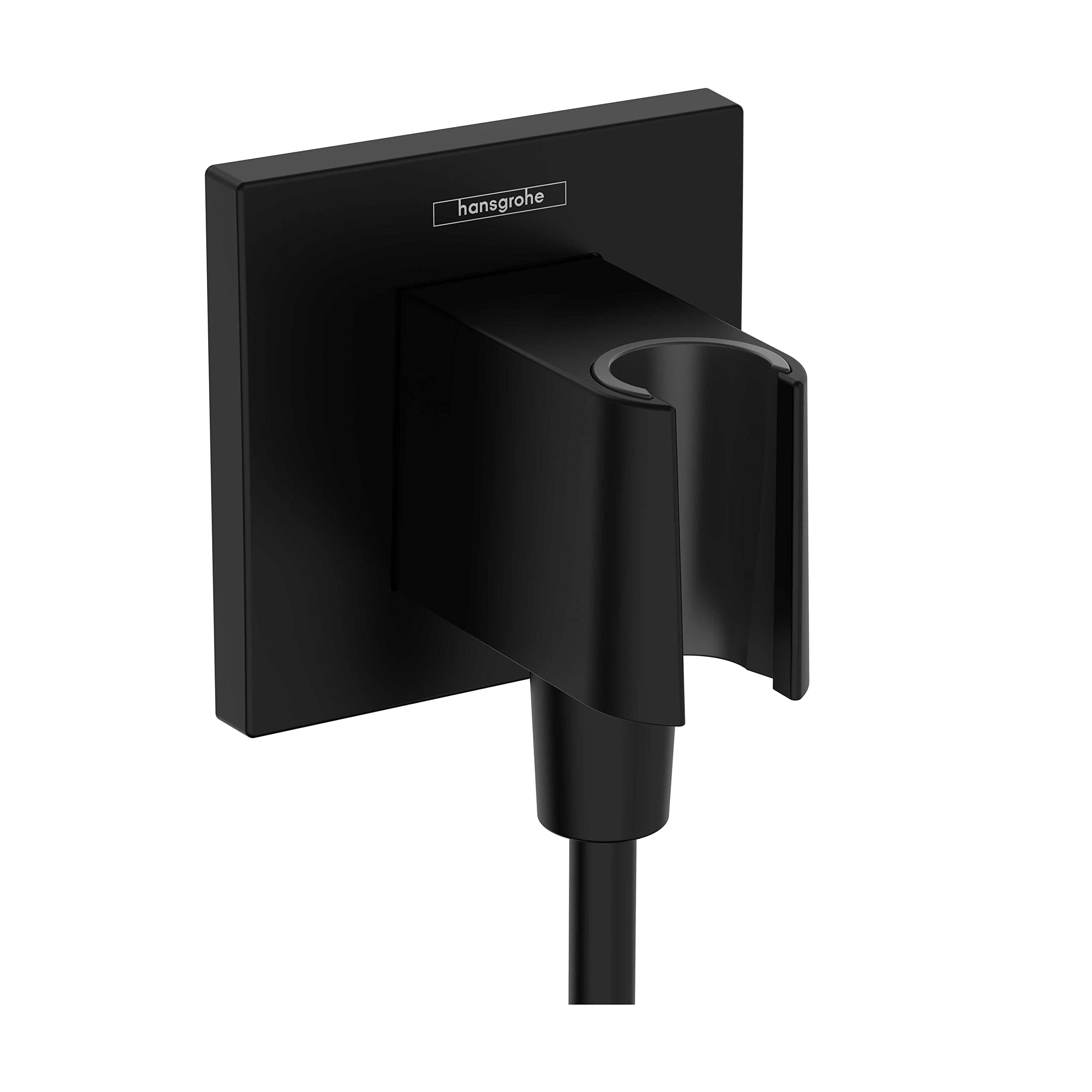 hansgrohe FixFit E Handheld Shower Wall Outlet 1/2-inch Thread Connection in Matte Black, 26889671