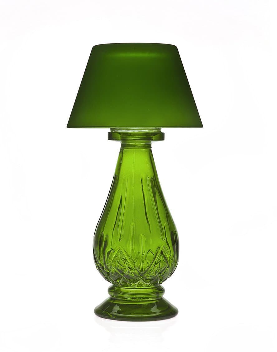 Studio Home Green Glass Tea Light Lamp with Shade