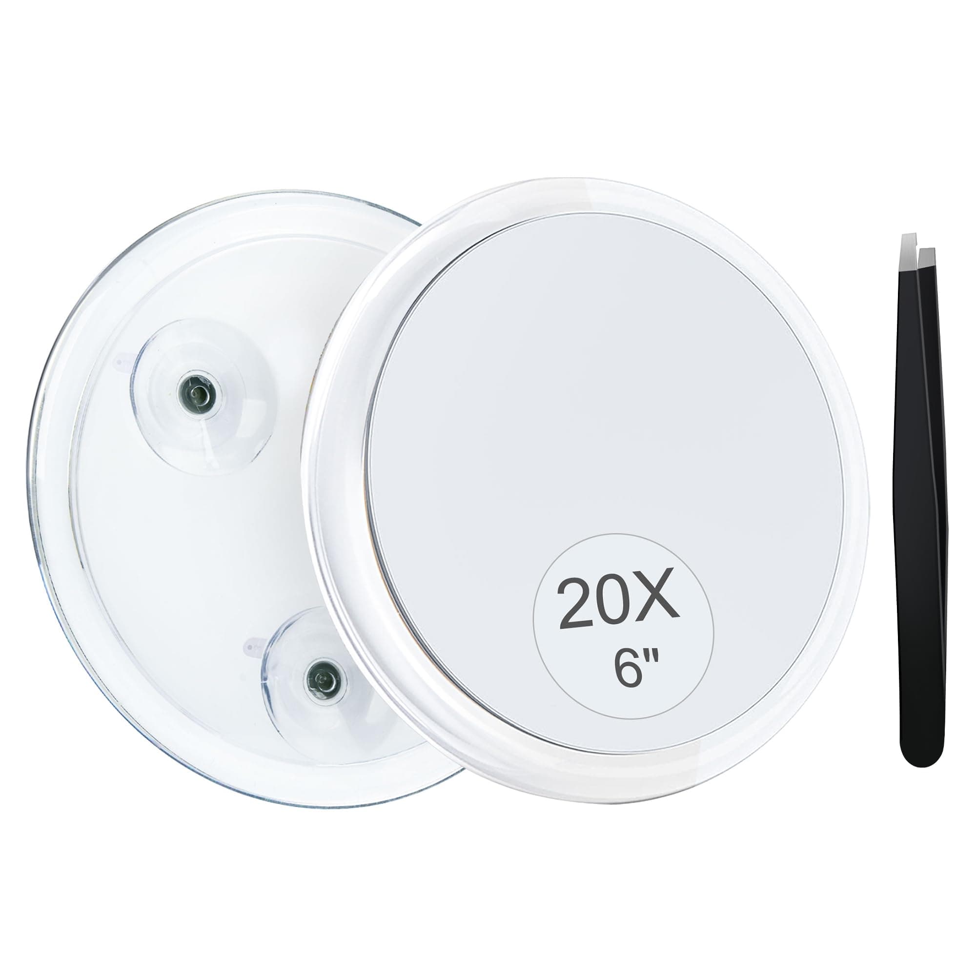 MIYADIVA 20X Magnifying Mirror Suction Cup for Easy Mounting, Use for Makeup Mirror, Travel Stick on Shower Mirror for Plucking Eyebrows 6 Inch