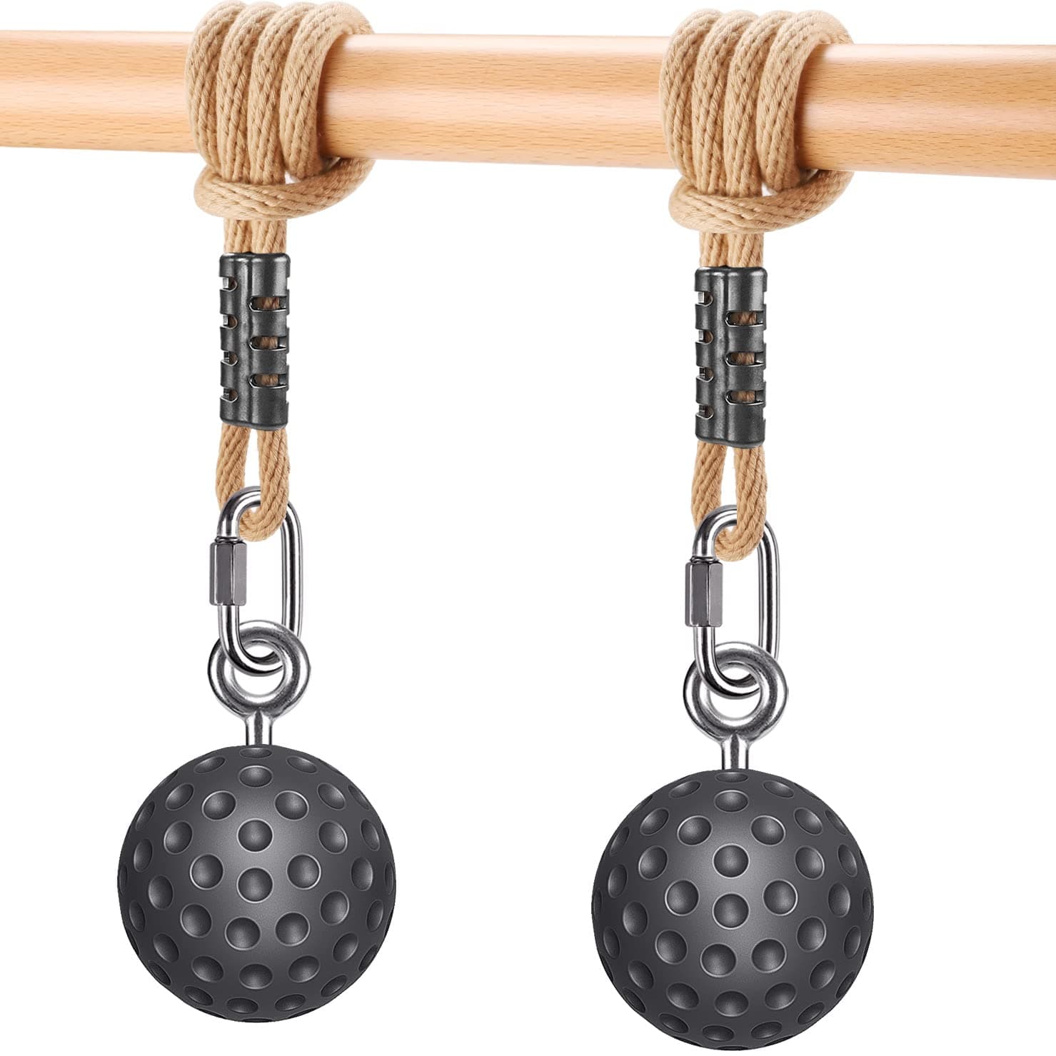 SELEWARE Pull Up Ball Grip, Non-Slip Rock Climbing Holds Pull Up Power Ball for Strength Training Attachment, Neutral Grip Pull Up Handles for Chin Up Bar, Kettlebell, Barbell Home Gym Workout, Black