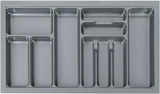 SmartSlide PVC Cutlery Tray for 900 mm Kitchen Drawer – Large Utensil & Cutlery Organizer Tray (32.5 x 19 Inch), Grey