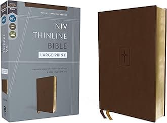 NIV, Thinline Bible, Large Print, Leathersoft, Brown, Red Letter, Comfort Print